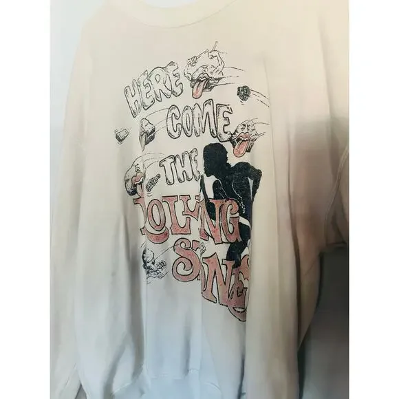 DAYDREAMER White Rolling Stones Here Comes The Stones Oversized Sweatshirt L - Picture 4 of 10